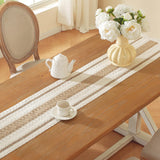 Farmhouse Decor Boho Table Runner with Macrame, Elegant Beige Brown Coffee Table Runners 72 Inches Long, Rustic Home Decor Boho Decorations for Dining Room Kitchen Baby Bridal Shower (12"×72") AILUOQI