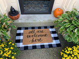 MUBIN Cotton Buffalo Plaid Rug 27.5 x 43 Inches Black and White Check Rugs Hand-Woven Indoor or Outdoor Rugs for Layered Door Mats Washable Carpet for Front Porch, Kitchen, Farmhouse, Entryway MUBIN