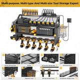 LBT 4 Layer Power Tool Organizer Wall Mount With Charging Station, Patented, 6 Outlet Power Strip, 6 Drill Holder, Heavy Duty Metal Garage Tool Storage Rack, Gifts For Men Fathers Day LBT