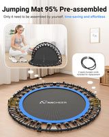 ANCHEER 40" Foldable Rebounder Trampoline for Adults/Kids with Resistance Bands and Bungees, Fitness Home, Indoor & Outdoor Mini Trampoline with Bar and Safety Padding - Max Load 330lbs (Blue) ANCHEER