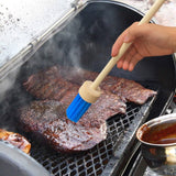 Generic BBQ Grill Basting Mop with Smooth Wooden long Handle Food-Grade Materials, 13.5 Inch Long, Blue WoodArtSupply