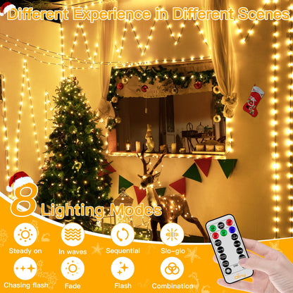 Ollny Christmas Lights 1000 LED 330 FT, IP67 Waterproof Plug in Christmas Tree Lights with Remote, 8 Modes, 3 Timers, Dimmable, House Xmas Indoor Decorations Outdoor Christmas Lights (Warm White)