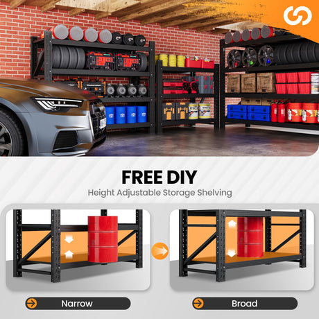 3000LBS Metal Storage Shelves, 48” W Heavy Duty Garage Shelving Units, 4 Tier Storage rack shelf, Steel Industrial Shelving , Adjustable Standing Shelf for Basement/Warehouse 48"W x 24"D x 70"H, Black AFAIF