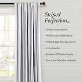 Lush Decor Farmhouse Stripe Yarn Dyed Eco-Friendly Recycled Cotton Window Curtain Panel Pair, 42" W x 95" L, Navy - Classic Modern Rustic Charm - Eco Friendly Cotton Fabric Lush Decor