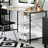 Simple Houseware 3-Tier Compact Utility Rolling Cart, Low 24” Height Fits Under Desk, Space-Saving Storage for Home Office, Dining Room, or Kitchen, White Simple Houseware
