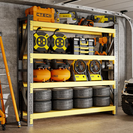 IYANEN 60" W Storage Shelves Heavy Duty, 4 Tier Metal Garage Shelving Units, 5000LBS Heavy Duty Adjustable Shelf, Garage Storage Rack, Industrial Shelving for Shop, Warehouse,60" W x 24" D x 79" H IYANEN