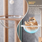 61'' Wooden cat Tree with cat Condo, Cat Stairs Scratching Posts, 2 Bowl,Sisal Scratching Posts,Cozy Cat Hammock and Top Perch. Cat Tree for Large Cats. Yinanroa