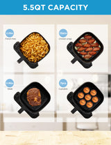 Midea Air Fryer 5.5 Quart with See-Thru Window, Heatexpress Rapid Air Technology, and 9 Preset Menus for Quick and Easy Meals Midea