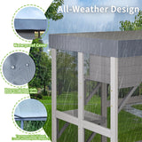 YZU 70.5'' Outdoor Cat Catio Enclosures Large Wooden Cat House Patio for Indoor Cats Feral Cat Shelter with 6 Jumping Platforms & 2 Napping Houses, Removable Waterproof Cover, UV Resistant Gray YZU