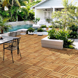 Yaheetech 27PCS Acacia Wood Interlocking Flooring Tiles Waterproof Flooring for Outdoor & Indoor Patio,Balcony,Garden,Poolside,12 × 12 in Yaheetech