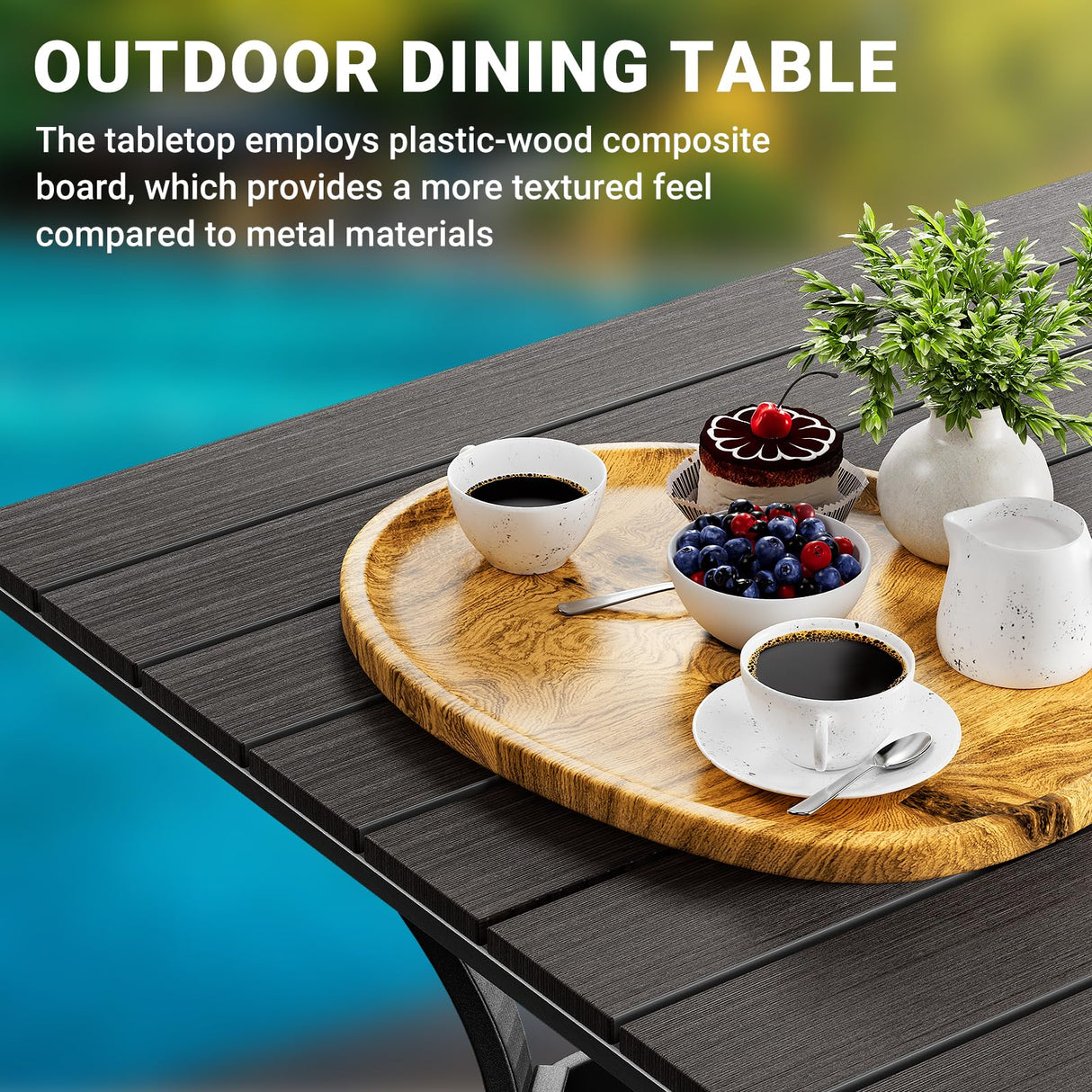 LEVELEVE 5 Piece Outdoor Patio Dining Set with 4 Swivel Dining Chairs & 1 Large Square Dining Table,Bistro Furniture Set for Lawn, Garden, Deck, Backyard and Porch LEVELEVE