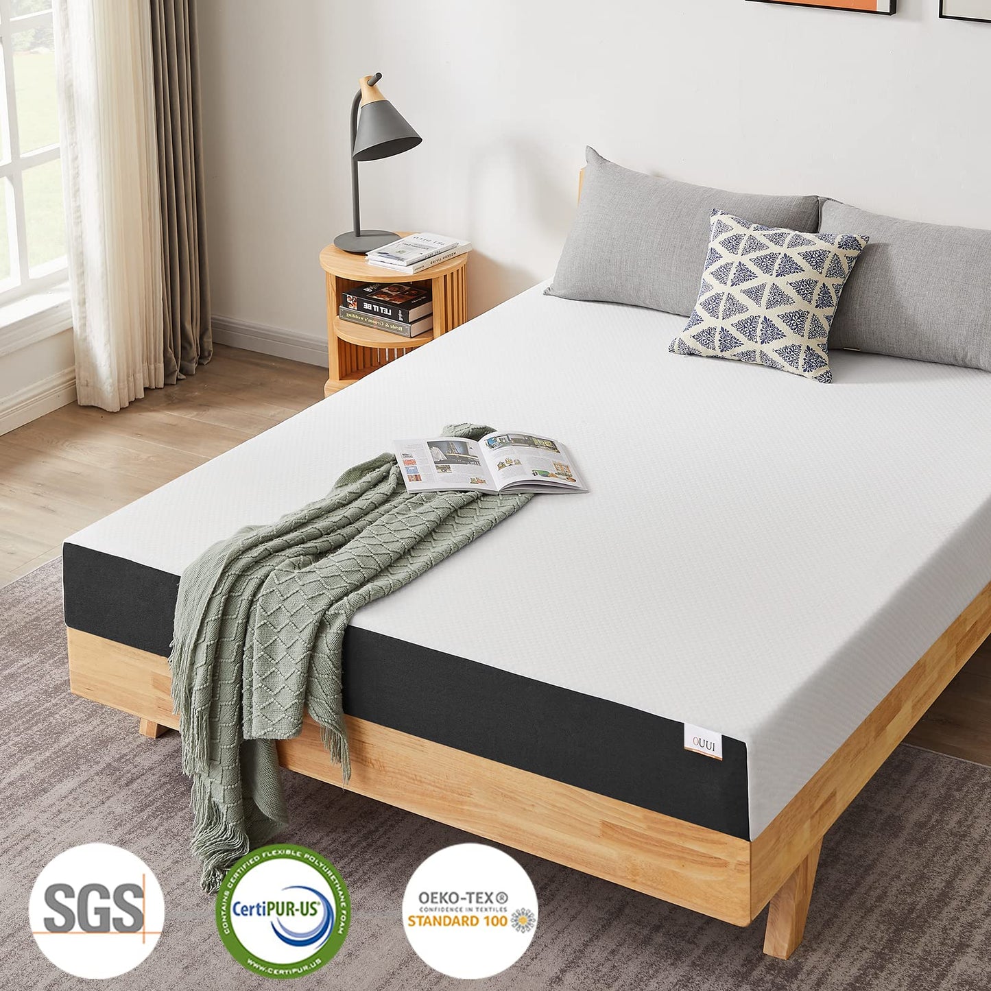 OUUI Queen Size Mattress, 5 Inch Queen Gel Memory Foam Mattress for Cool Sleep & Pressure Relief Breathable Cover Medium Firm Mattress in a Box, White, CertiPUR-US Certified