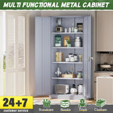 Greenvelly Metal Garage Storage Cabinet with Doors and Shelves,72" Tall Steel Locking Garage Storage Cabinet,Metal Office Storage Cabinet for Home,School,Garage(Dark Grey) Greenvelly