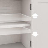 IRONCK Farmhouse Storage Cabinet, Bathroom Floor Cabinet with 4 Drawers & Shelves, 31.5" Wide Kitchen Pantry Cabinet, Adjustable Shelf, Barn Doors, Bathroom, Kitchen,White/Walnut IRONCK