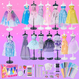 700+Pcs Fashion Designer Kit for Girls - Sewing Kit Arts and Crafts Set for Kids Ages 8-12 with 5 Mannequins & Instruction DIY Doll Clothes Making Learn to Sew Toys for Girls Christmas Birthday Gift nasominako