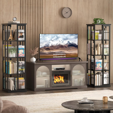 Aheaplus 360° Rotating Black Corner Bookshelf - Stylish Floor Standing Storage Rack for Small Spaces Aheaplus