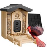 VISIOGEAR Bird Feeder with Camera, Smart Bird Feeder for Outdoors, Wild Bird Feeders with Solar Panel Bamboo Bird House Camera for Bird Lovers, AI Auto Capture Bird & Real-time Notification (Gable) VISIOGEAR