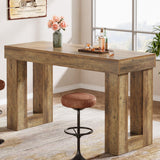 Tribesigns 63-Inch Counter Height Bar Table, High Top Pub Table with Sturdy Rectangular Base, for Home Living Room Coffee Kitchen Restaurant, Dining Room, Rustic Brown Tribesigns