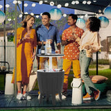 CHEFJOY 10 Gallon Cooler Table, Cool Bar Table with Height Adjustable Tabletop & Drainage Plug, 3-in-1 Cocktail Drinks & Wine, Outdoor Cooler Side Table for Backyard, Party, Poolside (Black) CHEFJOY