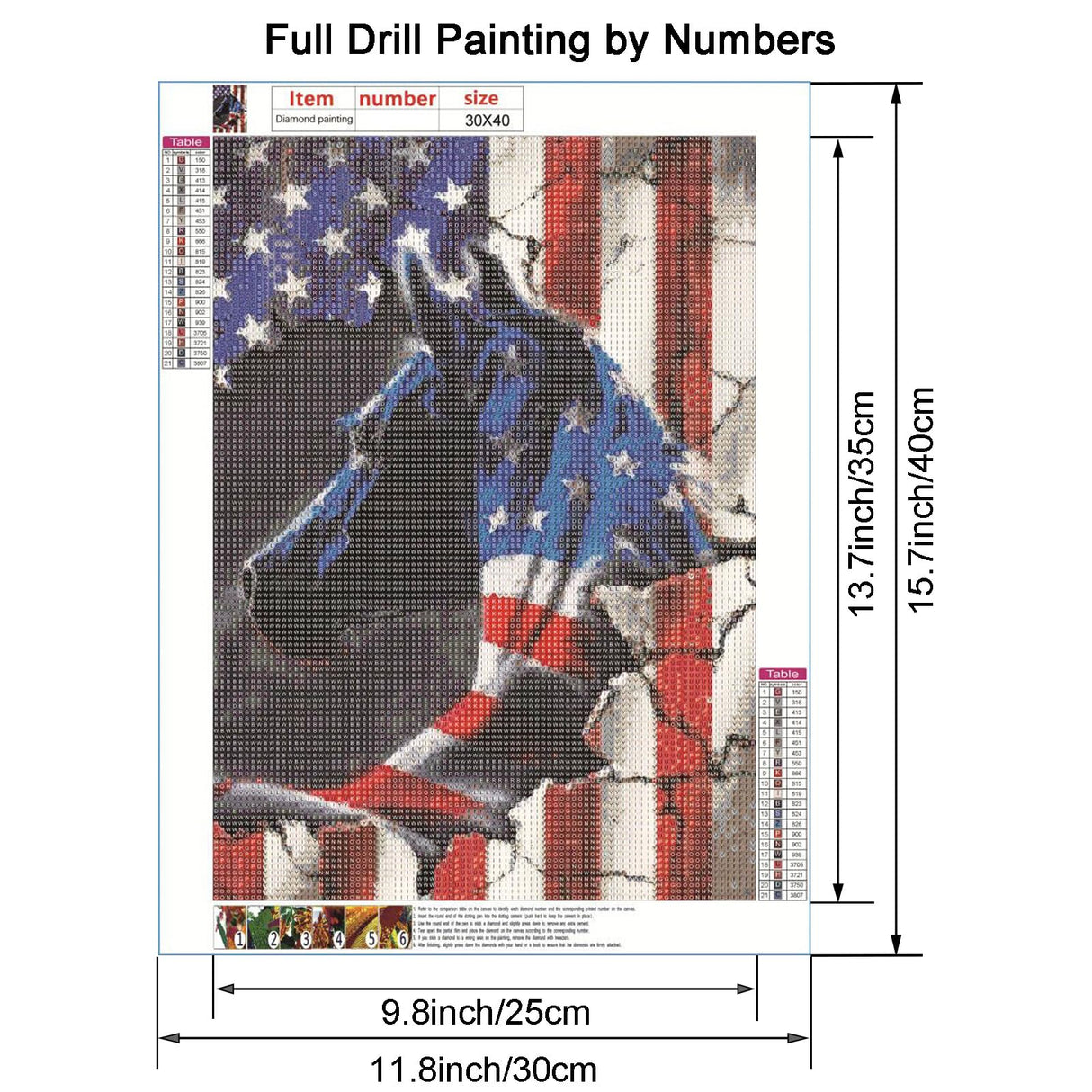 VISIAIP 5D Painting by Numbers Kits for Adults National Flag Horse DIY Round Diamond Art Kits Patriotic Animals Picture Art for Home Wall Decor,11.8x15.7 inch VISIAIP