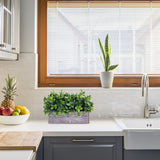 Artificial Eucalyptus Plant in Rustic Rectangular Wooden Planter Box Faux Potted Herb Plant Greenery Arrangement for Farmhouse Indoor Wedding Table Centerpiece Mantel Shelf Kitchen Decor Winlyn