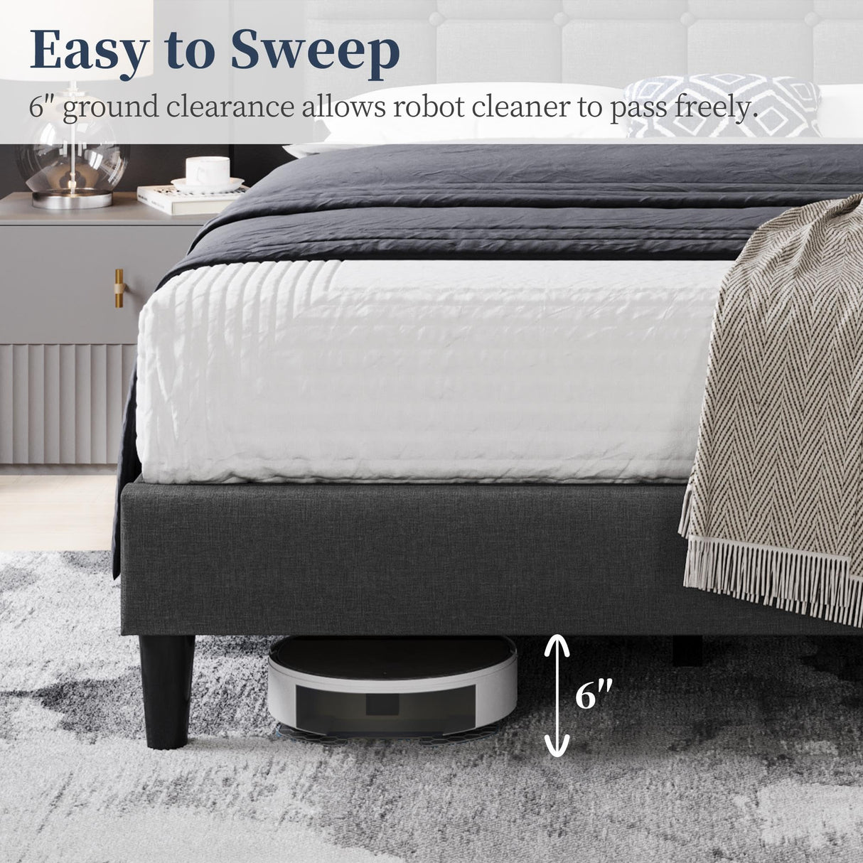 Yaheetech Upholstered Bed Frame, Modern Full Bed Platform with Square Stitched&Button Tufting Headboard Height Adjustable, Wooden Slats Support, No Box Spring Needed, Full Size, Dark Gray Yaheetech