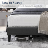 Yaheetech Upholstered Bed Frame, Modern Full Bed Platform with Square Stitched&Button Tufting Headboard Height Adjustable, Wooden Slats Support, No Box Spring Needed, Full Size, Dark Gray Yaheetech