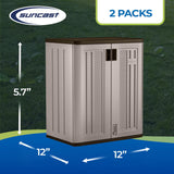 Suncast 2 Pack 9 Cu. Ft. Base Storage Cabinet, Resin Garage Organizer, Platinum Metallic/Slate Suncast