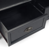 SIMPLIHOME Burlington SOLID WOOD 42 Inch Wide Entryway Storage Bench with 2 Drawers, Multifunctional Transitional in Black SIMPLIHOME