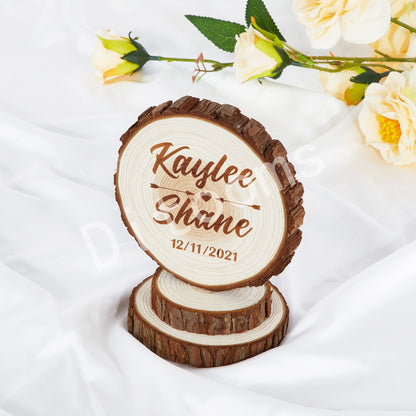 Personalized Rustic Wedding Cake Topper Wooden Wedding Cake Toppers Engraved Name & Date Custom Sweet Heart Design Rustic Country Decoration - WoodArtSupply