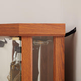 KavlSean 70" H Lighted Glass Display Cabinet, Corner Curio Cabinet with 5 Shelves and Tempered Glass Door, Light Bulb Included, Rack for Living Room (Dark Oak) KavlSean