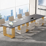 Tribesigns 70.9" Modern Executive Desk, Wood Office Desk, Grey Simple Computer Desk with Gold Metal Legs, Large Workstation Business Furniture for Home Office, Small Conference Table for Meeting Room Tribesigns