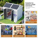 Outdoor Resin Storage Shed 8x6x7 FT Sheds Kit with Floor Included 2 Windows Double Lockable Door,Waterproof Outside Plastic Sheds for Backyard Garden Patio Lawn Tools WELYAS