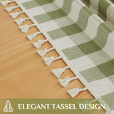 Softalker Spring Checkered Tablecloth Rectangle, Heavy Weight Linen Cotton Gingham Boho Table Cloth with Tassel, Wrinkle Free Buffalo Plaid Table Cover for Dining/Party/Outdoor - 55 x 84 Inch, Sage Softalker
