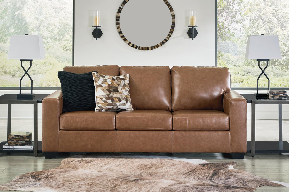 Signature Design by Ashley Bolsena Contemporary Leather Match Sofa, Dark Brown Signature Design by Ashley