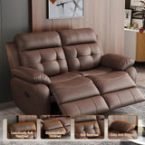 Msutree Loveseat Recliner Sofa, Oversized 2 Seater Reclining Loveseat Chair, Top Grain Leather Manual Recliner Sofa, Brown Modern Double Seater Couch for Living Room Msutree