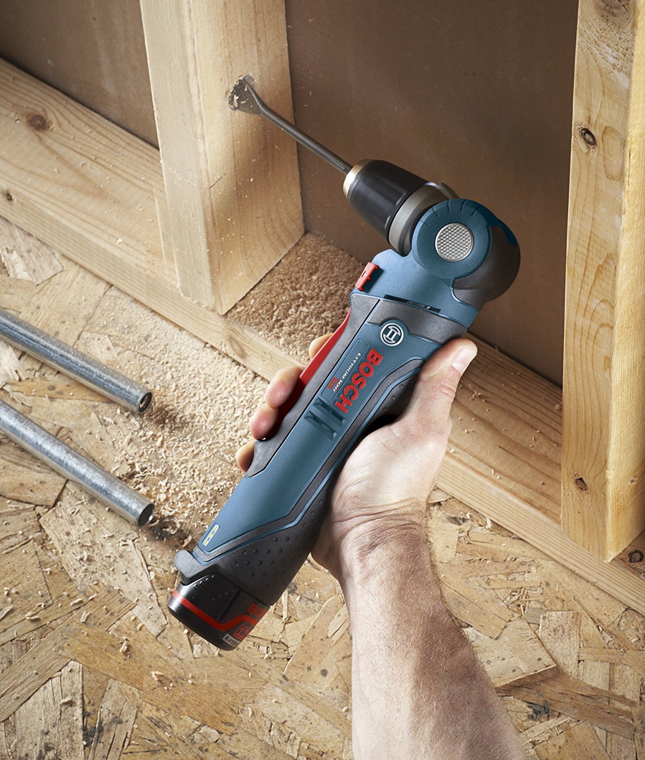 BOSCH PS11-102 12V Max 3/8 In. Right Angle Drill/Driver Kit with 2.0Ah Lithium Ion Battery - WoodArtSupply