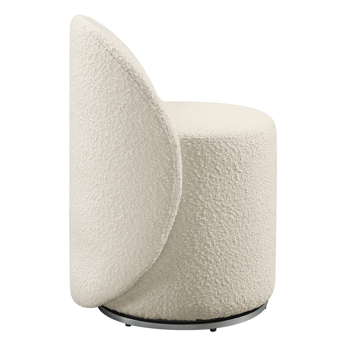 OSP Home Furnishings Lystra Swivel Barrel Vanity Chair with Textured Boucle Fabric, Cream OSP Home Furnishings