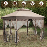 Tangkula 10 x 12 Ft Patio Gazebo, Heavy Duty Octagonal Gazebo Canopy w/Netting Sidewalls & Sturdy Steel Frame, Double Roof Vented Gazebo Canopy Tangkula