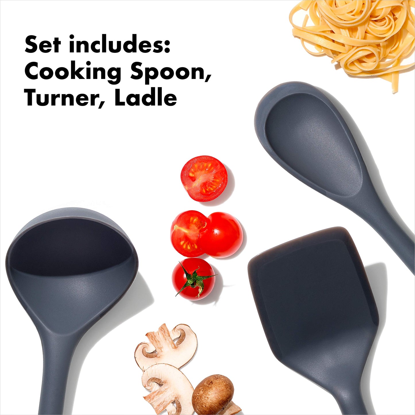 OXO Good Grips 3-Piece Silicone Utensil Set,Gray