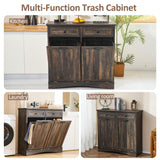 Spurgehom Double Tilt Out Trash Cabinet 13 Gallon Kitchen Waste Bins, Laundry Hamper Tilt Out Pet Proof Hidden Trash Bin for Kitchen,Rustic Black Spurgehom