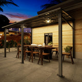 EBE 14' x 10' Hardtop Gazebo, Lean to Gazebos with Galvanized Steel Roof, Heavy Duty Outdoor Pergola and Gazebos Clearance, Wall Mounted Grill Gazebo Awning for Patio, Poch, Backyard EBE