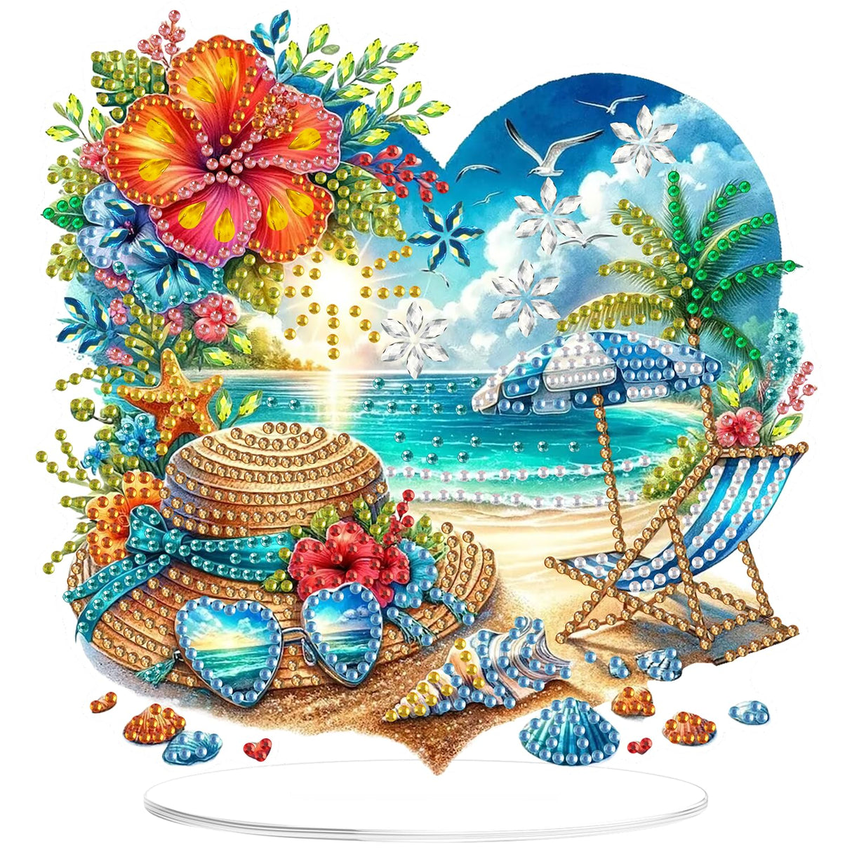 ARPADAMO Diamond Art Tabletop kit for Adult,DIY Diamonds Painting kit,Summer Beach Diamonds Painting for Adult, 7.2x7.2 inch Acrylic Diamonds Painting Board Kit, Special Crystal Diamond ARPADAMO