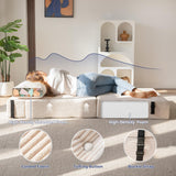 MAXYOYO Folding Sofa Bed, Convertible Sofa Bed with High-Density Support Foam, Portable 4 in 1 Fold Out Chair to Floor Lounger, Versatile Floor Couch for Living Room Bedroom, Beige MAXYOYO