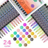 OLINGYOU Glitter Marker Pens,24 Colors Self-Shimmer Metallic Markers,Glitter Paint Pens DIY Crafts Greeting Birthday Cards, Making Poster,Album,Scrapbooking,Wood，Mugs OLINGYOU