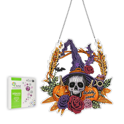 Ginfonr Diamond Painting Kits Hanging Pendant, Thanksgiving Sun Catcher for Front Door Sign, Rhinestone Pumpkin Summer Porch Decor for Outdoor, Double Sided Hanging Kits for Garden Window (8 x 8inch)