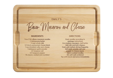 Personalization Universe Favorite Family Recipe Personalized Hardwood Cutting Board with Juice Well and Grip Handles, Customized with Your Favorite Recipe - 12"x17" Personalization Universe