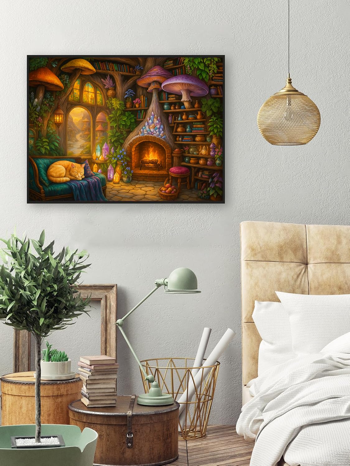 EIBEILI Diamond Art Kits for Adults,5D Cat Diamond Painting Kits for Beginners,Mushroom DIY Round Full Drill Painting with Gem Art Craft Kits for Home Wall Decor 12x16inch EIBEILI