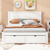 SOFTSEA Full Size Platform Bed with Under-Bed Storage Drawers and Solid Wood Construction SOFTSEA