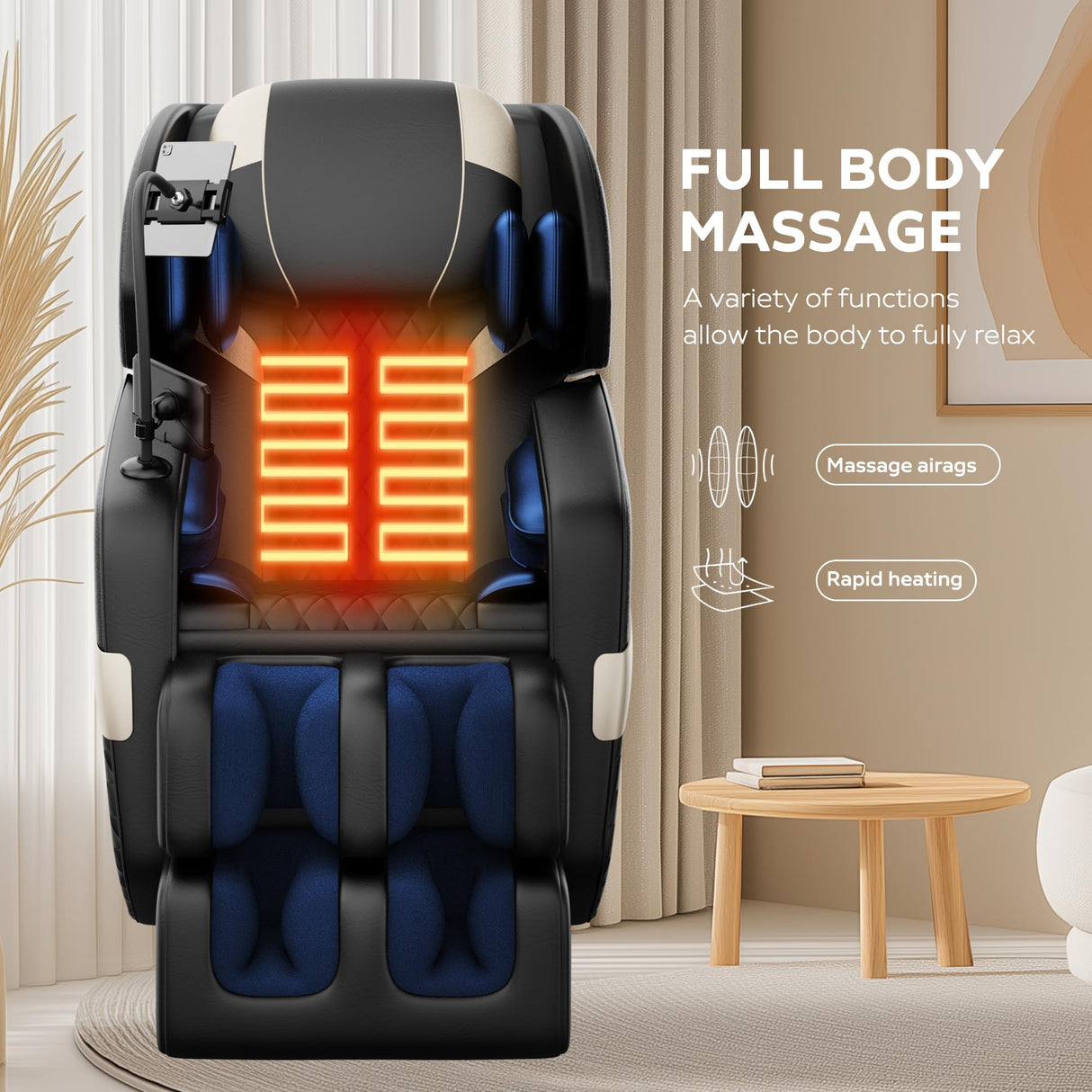 Zero Gravity Massage Chair Full Body Shiatsu Massage Chair Recliner with Heat, Air Pressure Massage, Foot Rollers, Bluetooth Speaker, Touch Screen, Luxury Home Relaxation Back Fatigue Pain Relief VUYSUYVY